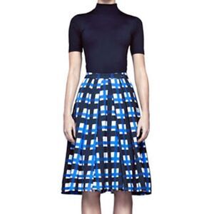 🧡 Preppy Pink Tartan Blue Plaid Pleated Skirt